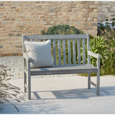 Gardenesque Repton Classic |2 Seater Garden Bench |L107cm X W59cm X H89cm | Eucalyptus Wood | Teak Whitewash Finish | All Weather Rot-Resistant | Gardenesque
