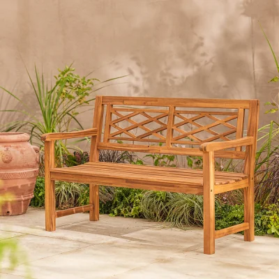 Gardenesque Salcombe | Cross-Back Wooden Garden Bench - 2 Seater