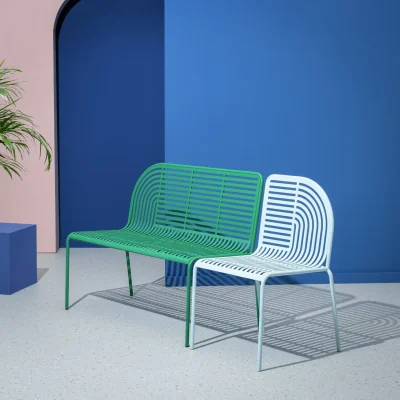 Habitat Habitat 60 Lucinda Metal Garden Bench & Chair - Green & Blue