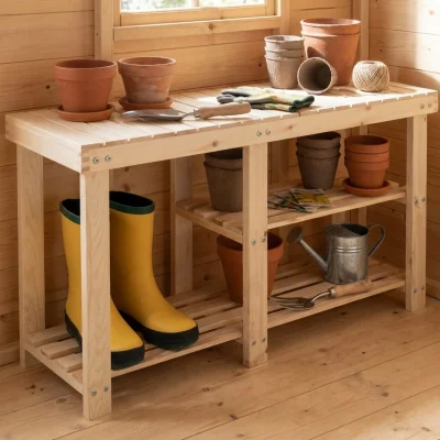The Range Einar Pine Shed Outdoor Garden Storage Rack in Natural Pine - Natural Pine