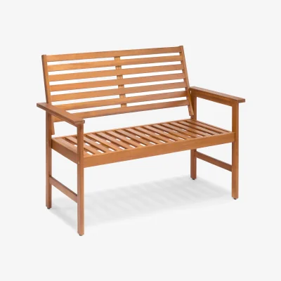 The Range Cannes Wooden Garden Bench 2 Seater - Natural / 90.5cm
