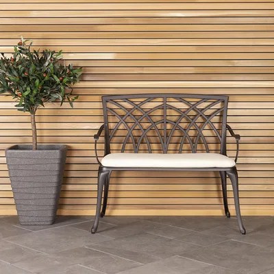The Range Aluminium 2 Seater Garden Patio Bench Seat - Black