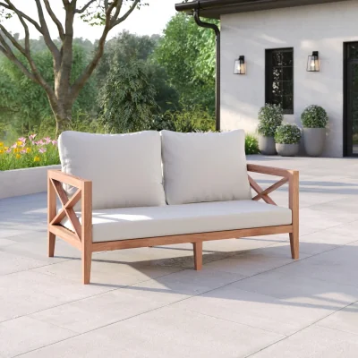 The Range Amalfi Solid Teak Wood Outdoor Garden Bench - (H) 74.1cm x (L) 157.5cm - Natural Teak