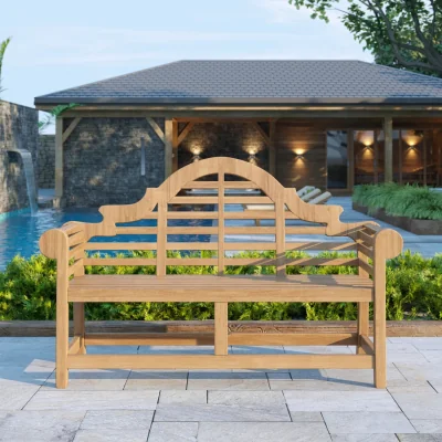 The Range Lutyens 3 Seater Solid Teak Wood Outdoor Garden Bench - 167cm Wide - Natural Teak Wood