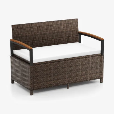 The Range Outdoor Storage Bench Deck Box - White