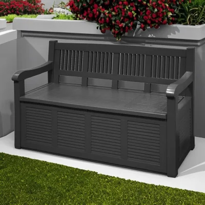 The Range Waterproof Plastic Garden Storage Bench - Black
