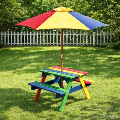 The Range Kids Garden Furniture Picnic Table Wooden Bench - MultiColour