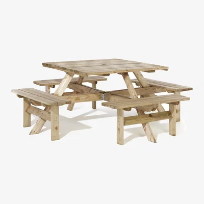 The Range Rowlinson Square Softwood Picnic Table - Natural Timber
