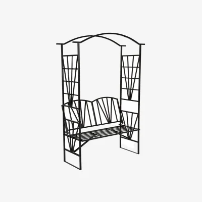 The Range Garden Arch with Bench - Black