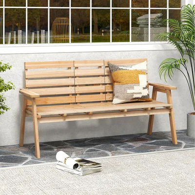 The Range 2-3 Person Garden Bench with Middle Table - Natural