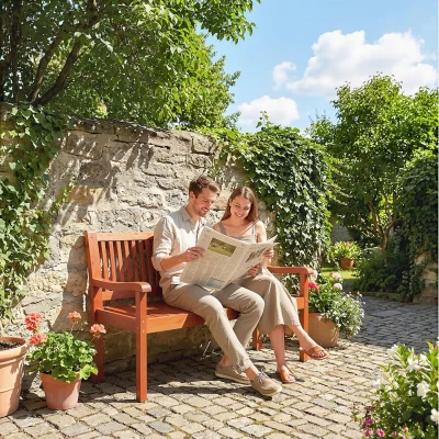 The Range Outsunny Garden Bench 2 Seater, Wooden Outdoor Bench with Waterproof Cover - Brown