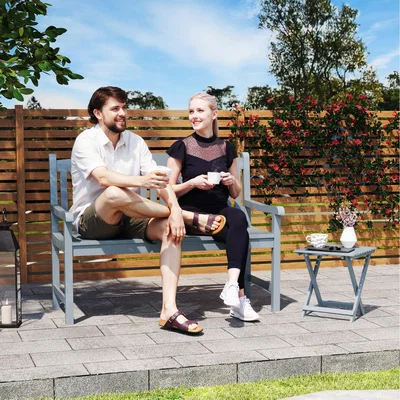 The Range Outsunny 2-Seater Wooden Garden Bench - Grey