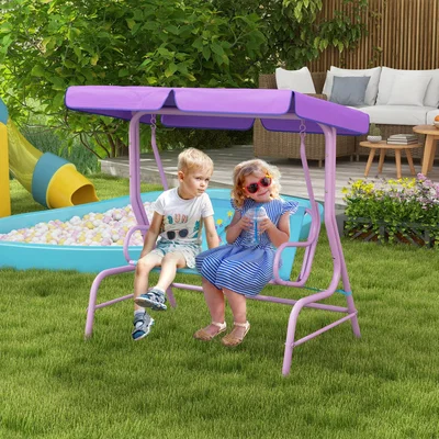 The Range Outsunny Fairy Themed kids Garden swing Bench with Adjustable Canopy - Blue
