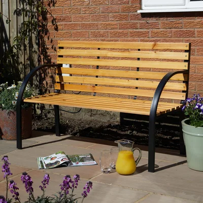 The Range Lupine Curved 2 Seater Outdoor Garden Bench - Natural