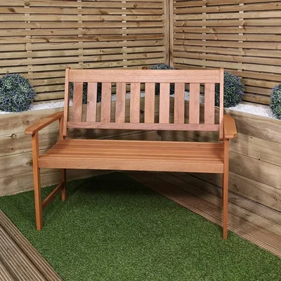 The Range Cartmel 2 Seater Outdoor Wooden Garden Patio Bench - Brown