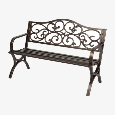 The Range Garden Bench,Outdoor Bench,300kg Metal,Floral Pattern Bronze - Bronze