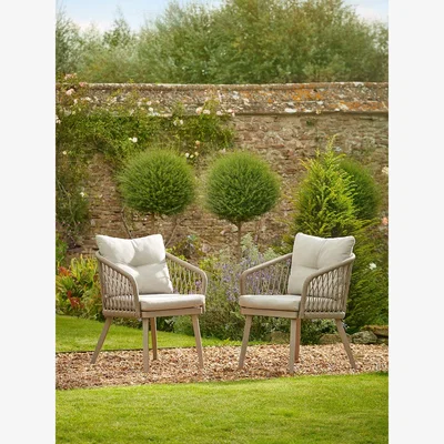 Cox and Cox Two Woven Rope Dining Chairs