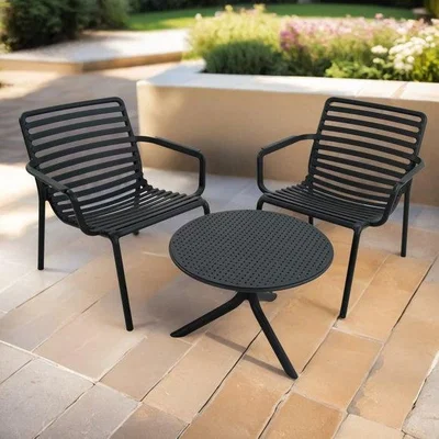Dunelm Nardi Step Low Round Table with 2 Doga Relax Chairs