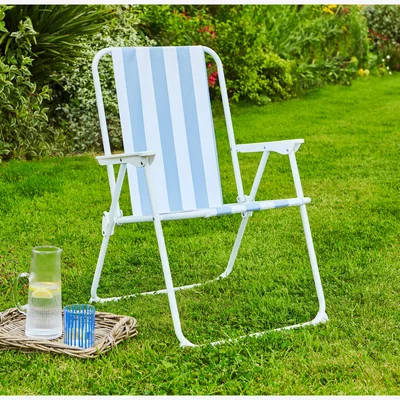 Dunelm Blue and White Folding Chair