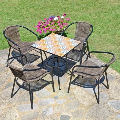 Dunelm Summer Terrace Torrington Square Patio Table with 4 Springdale Chairs
