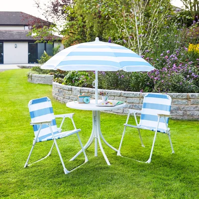 Dunelm Childrens Blue Striped Patio Set Blue