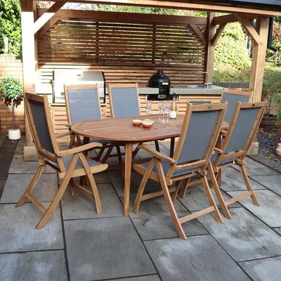 Dunelm A.Mir Ellipse 6 Seater Outdoor Recliner Set