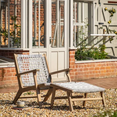 Dunelm Ottinge Lounge Chair with Footstool Natural