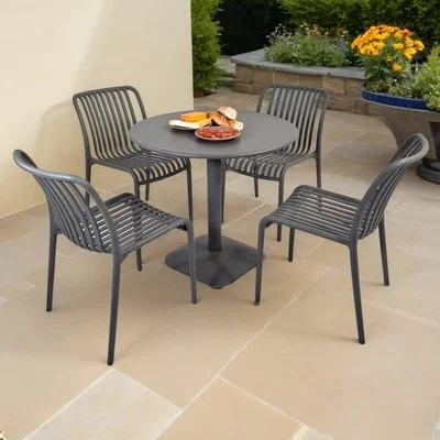 Dunelm Modura Albin Round Table with 4 Mia Bistro Chairs