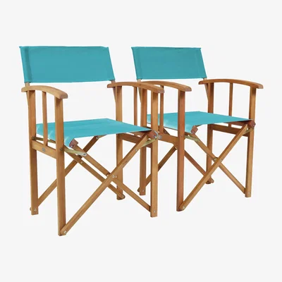 Dunelm Charles Bentley Teal Wooden Pack of 2 Folding Directors Chairs