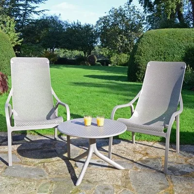 Dunelm Nardi Step Low Round Table with 2 Net Lounge Chairs