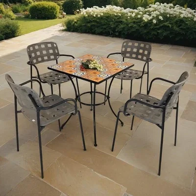 Dunelm Summer Terrace Torrington Square Patio Table with 4 Karin Chairs