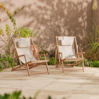 Gardenesque Repton Wooden Deck Chairs | Set of Two