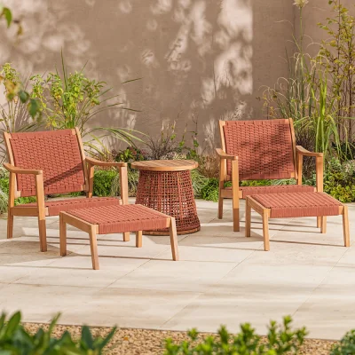 Gardenesque Stanley Rope | Lounge Chair & Table Earthy Red