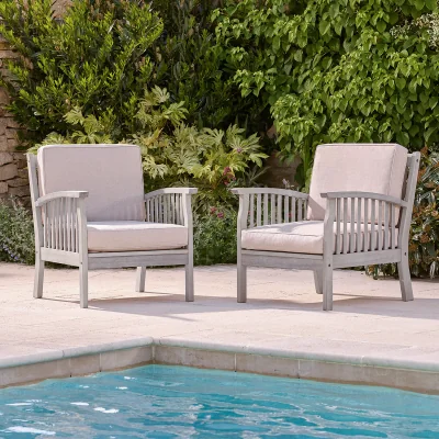 Gardenesque Repton Classic Wooden Armchairs | Set of 2 Grey