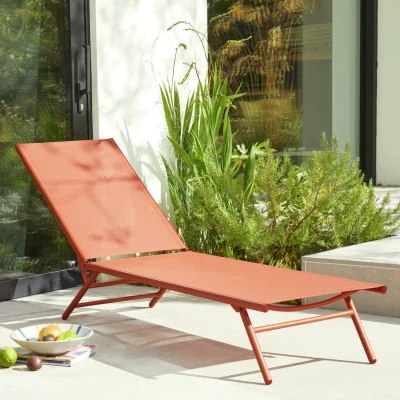 Habitat Habitat Cali Metal Sunlounger - Orange