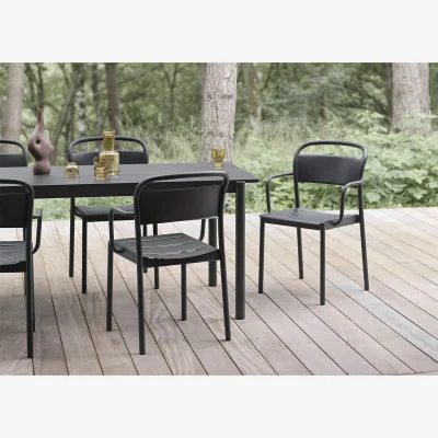 Heal's Muuto Linear Outdoor Steel Lounge Armchair Burnt Orange