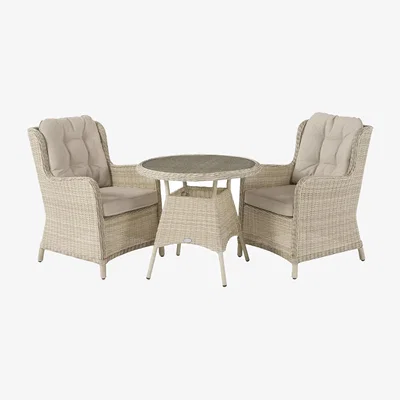 John Lewis Bramblecrest Chedworth 2-Seater Garden Bistro Table & Chairs Set, Sandstone