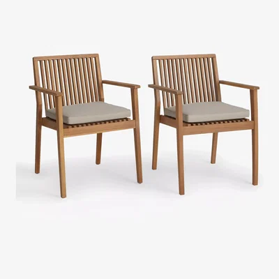 John Lewis John Lewis Mona Garden Dining Chair, Set of 2, FSC-Certified (Acacia Wood), Natural