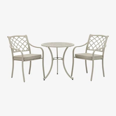 John Lewis Bramblecrest Bridgewater 2-Seater Garden Bistro Table & Chairs Set, Stone