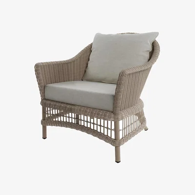John Lewis Laura Ashley Carrdale Woven Rattan Garden Lounge Chair, Barley