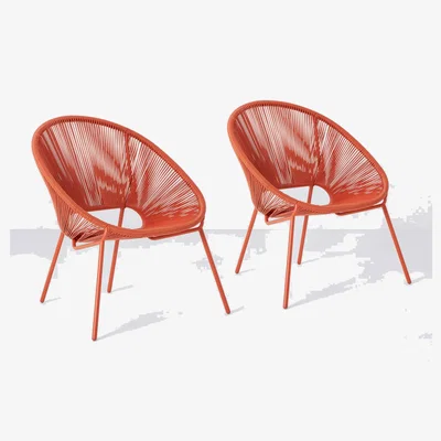 John Lewis John Lewis Salsa Garden Chair, Set of 2, Burnt Orange