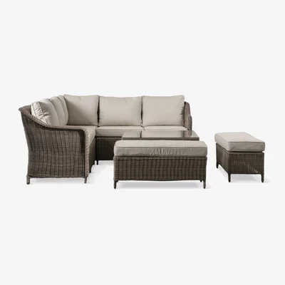 John Lewis Gallery Direct Milson 8-Seater Height-Adjustable Square Garden Dining/Lounge Table & Chairs Set, Natural
