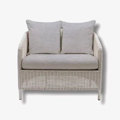 John Lewis Laura Ashley Arley Woven Rattan Garden Snuggler Chair, Grey