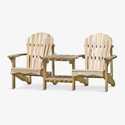 John Lewis Zest Lily Wooden Garden Relax Double Seat, Natural