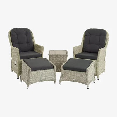 John Lewis Bramblecrest Monterey 2-Seater Garden Recliner Chairs & Side Table Set, Dove Grey