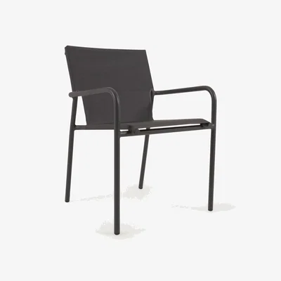 Kave Home Zaltana stackable outdoor chair in aluminium with a matt dark grey painted finish