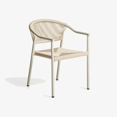 Kave Home Livadia stackable outdoor chair in ecru aluminium