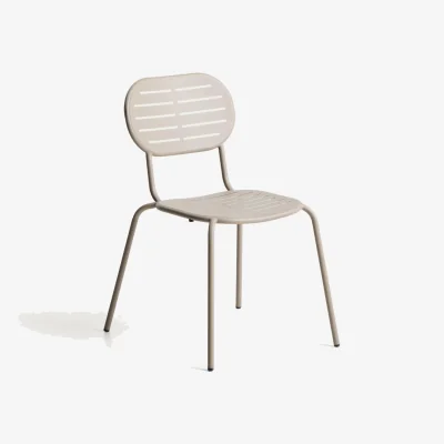 Kave Home Brai outdoor stackable chair in taupe galvanised steel