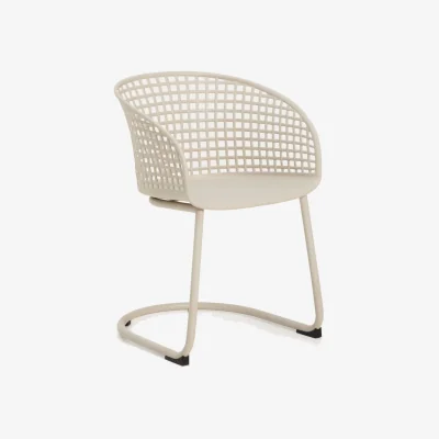 Kave Home Tenaro beige plastic outdoor chair with steel structure