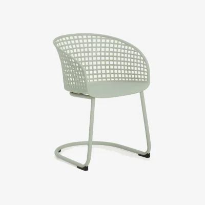 Kave Home Tenaro green plastic outdoor chair with steel structure